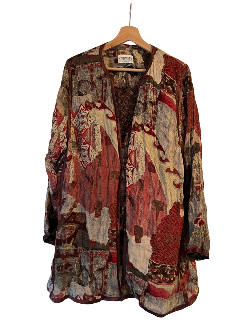 Vintage Patchwork Open Front Kimono Duster Wearable Art